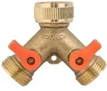 3/4" Regulierbarer 2-fach-verteiler Mit Hahnanschluss Und Kugelh&auml;hnen Aus Messing