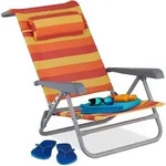 Relaxdays Liegestuhl Klappbar, Verstellbar, Strandstuhl Mit Nackenkissen, Armlehnen &
