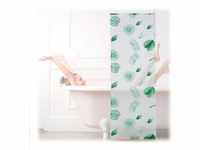 Duschrollo Blätter, 60x240cm, Seilzugrollo für Dusche & Badewanne, wasserabweisend,