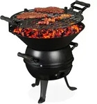 Grillfass, Gusseisen Und Stahl, H&ouml;henverstellbar, Tragbar, Barbecue Holzkohlegrill,