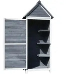 Gartenschrank Aus Holz Grau 77x53x179cm Mit T&uuml;r, Satteldach Und...