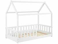 Kinderbett Marli 80 x 160 cm mit Rausfallschutz, Lattenrost und Dach - Hausbett für