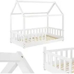Juskys - Kinderbett Marli 80 X 160 Cm Mit Rausfallschutz, Lattenrost Und Dach -