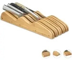 Messerblock Schublade, Ohne Messer, Liegend, Bambus, F&uuml;r 9 Messer, Hbt: 5x12x40 Cm,