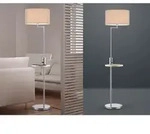 Stehleuchte Claas Mit Stoffschirm Grau, Ablagetisch Holz & Usb Anschluss, 160cm