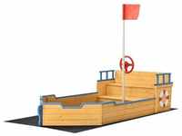 Sandkasten Käpt'n Pit - Piratenschiff Boot aus Holz - große Kinder Sandkiste für