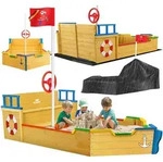 Sandkasten Ahoi - Piratenschiff Boot Segelschiff Aus Holz Inkl. Abdeckung...