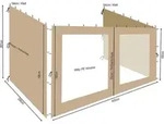 Quick-star - 3 Seitenteile Zu Rank Anbau Pavillon 3x4m Sand Mit Fenster