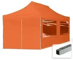 3x6 M Faltpavillon, Economy Alu 32mm, Seitenteile Mit Panoramafenstern, Orange