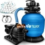 Sandfilteranlage Pool 10 M3/h Inkl. 800g Filterb&auml;lle Blau Filteranlage 7-wege Ventil