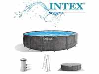 Intex - Premium Frame Pool Set Prism Greywood ø 457 x 122 cm