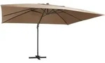 Ampelschirm Mit Led-beleuchtung Alu-mast 400x300 Cm Taupe - Vidaxl