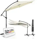 Ampelschirm Brazil 300 Cm Grau / Creme &ndash; Mit Led-beleuchtung Solar & Kurbel &ndash;
