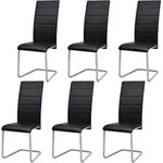 Vidaxl Freischwinger 6 Stk. Schwarz Kunstleder