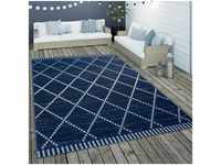 Paco Home - In- & Outdoor Flachgewebe Teppich Ethno Geometrisch Skandi-Design In Blau