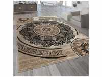 Teppich Wohnzimmer Kurzflor Orient Design Vintage Mandala Muster Braun Beige 80x150