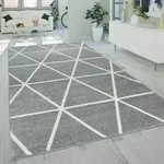 Paco Home - Teppich Wohnzimmer Kurzflor Rauten Skandi Muster Modern Weich Grau Wei&szlig;