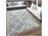 Paco Home - In- & Outdoor Terrassen Teppich Marmor Optik Rauten Muster In Grau 80x150