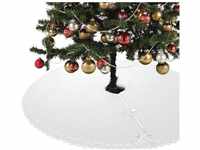 XXL Weihnachtsbaumdecke OekoTex 120 cm Fleece mit Knöpfen und Satinbänder rund
