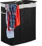 Relaxdays W&auml;schekorb Bambus Mit Deckel, Rechteckiger W&auml;schesammler, 2 F&auml;cher, 95 L