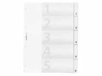 Durable - Ordnerregister din A4 1-5 blanko Kunststoff transparent 5 Registerblätter