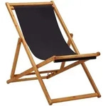 Vidaxl Folding Chair Eucalyptus Wood And Fabric Black