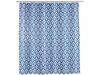 WENKO Duschvorhang Lorca, Textil (Polyester), 180 x 200 cm, waschbar, Blau, Polyester