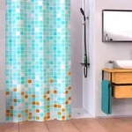 Duschvorhang, Mosaik Blau/orange