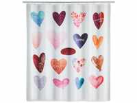 Duschvorhang Love, Textil (Polyester), 180 x 200 cm, waschbar, Mehrfarbig, Polyester