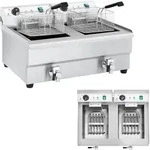 Doppelkammer-gewerbefritteuse Mit Wasserh&auml;hnen 230v 2x16l