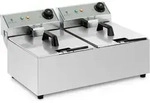 Royal Catering - Elektro-doppel-fritteuse Edelstahl 2x3200 W Kapazit&auml;t 2x10l