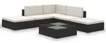 6-tlg. Garten-lounge-set Mit Auflagen Poly Rattan Schwarz - Vidaxl