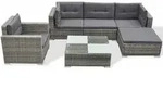 6-tlg. Garten-lounge-set Mit Auflagen Poly Rattan Grau - Vidaxl