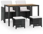 Vidaxl 5 Piece Outdoor Dining Set Poly Rattan And Acacia Wood Black