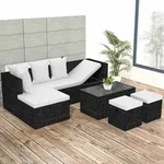Vidaxl 4-tlg. Garten-lounge-set Mit Auflagen Poly Rattan Schwarz