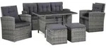6-tlg. Garten-lounge-set Mit Auflagen Poly Rattan Grau Vidaxl