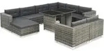 Gartenm&ouml;belset 10-teilig Mit Kissen Geflochtene Rattan Grau