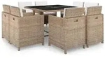 9-tlg. Garten-essgruppe Mit Auflagen Poly Rattan Beige Vidaxl