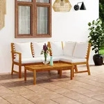 4-tlg. Garten-lounge-set Mit Auflagen Creme Massivholz Akazie - Vidaxl
