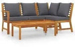 4-tlg. Garten-lounge-set Mit Auflagen Massivholz Akazie - Vidaxl