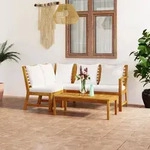 Vidaxl 4 Piece Garden Lounge Set With Cushion Cream Solid Acacia Wood