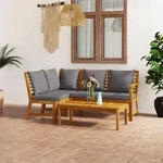 4-tlg. Garten-lounge-set Mit Auflagen Massivholz Akazie - Vidaxl