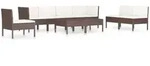 9-tlg. Garten-lounge-set Mit Auflagen Poly Rattan Braun Vidaxl