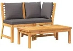 3-tlg. Garten-lounge-set Mit Dunkelgrauem Kissen Akazienholz - Vidaxl