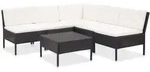 6-tlg. Garten-lounge-set Mit Auflagen Poly Rattan Schwarz 4744-a