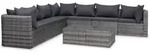 8-tlg. Garten-lounge-set Mit Auflagen Poly Rattan Grau Vidaxl