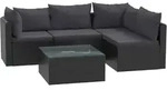 5-tlg. Garten-lounge-set Mit Auflagen Poly Rattan Schwarz Vidaxl