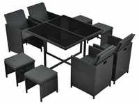 Polyrattan Sitzgruppe Baracoa l 9-teilig – Gartenmöbel Set mit 4 x Stühle, 4
