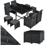 Polyrattan Sitzgruppe Baracoa L 9-teilig &ndash; Gartenm&ouml;bel Set Mit 4 X St&uuml;hle, 4