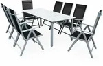 Gartenm&ouml;bel Set 8 St&uuml;hle Mit Tisch 190x90cm Aluminium Sicherheitsglas Wetterfest
